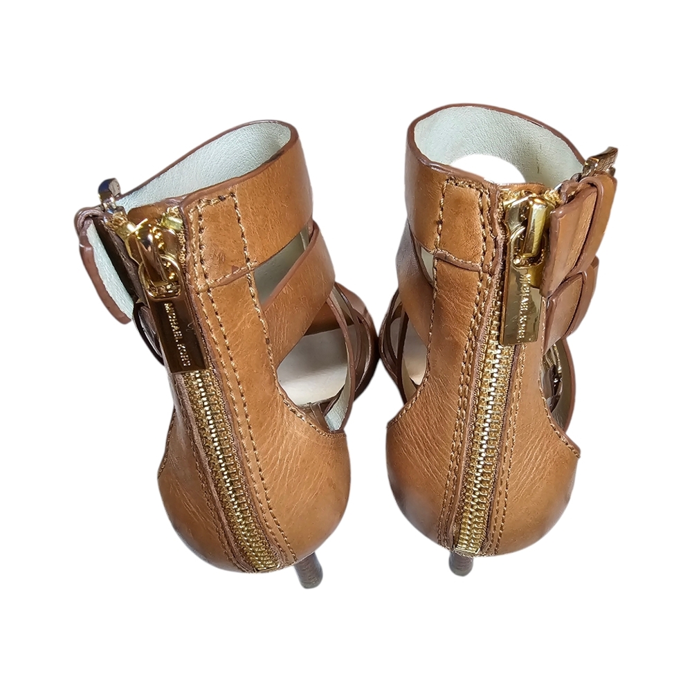 MICHAEL KORS Women's Brown Leather  Strappy Heeled Sandals - US Size 8.5 M - EUC - Picture 4 of 15